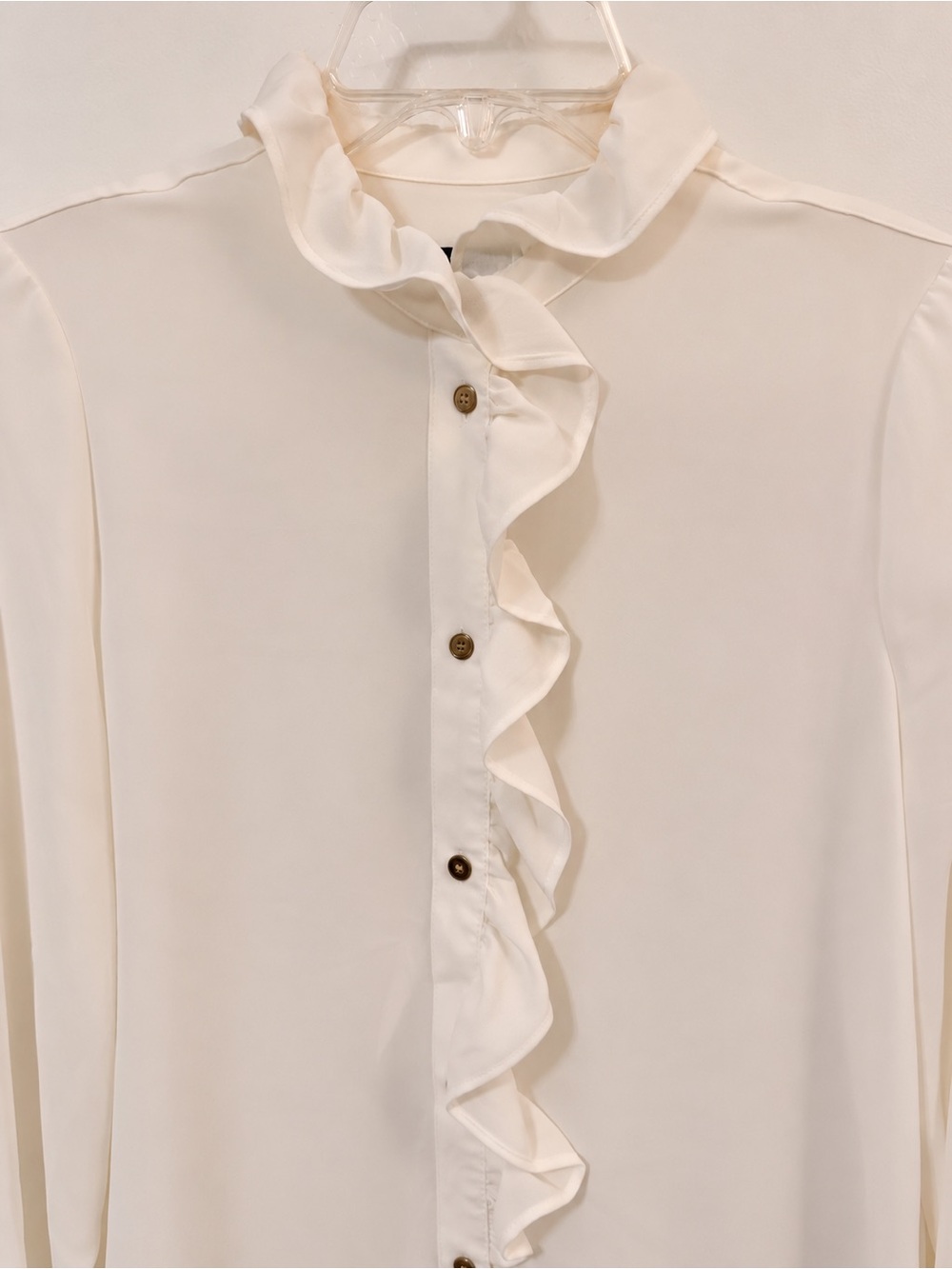 J. Crew Cream Ruffle Front Blouse Size 2 - Picture 3 of 14
